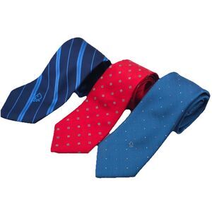 Christian Dior Neck Ties LOT OF 3 SILK ITALY WOVEN Made in USA Red Blue Striped